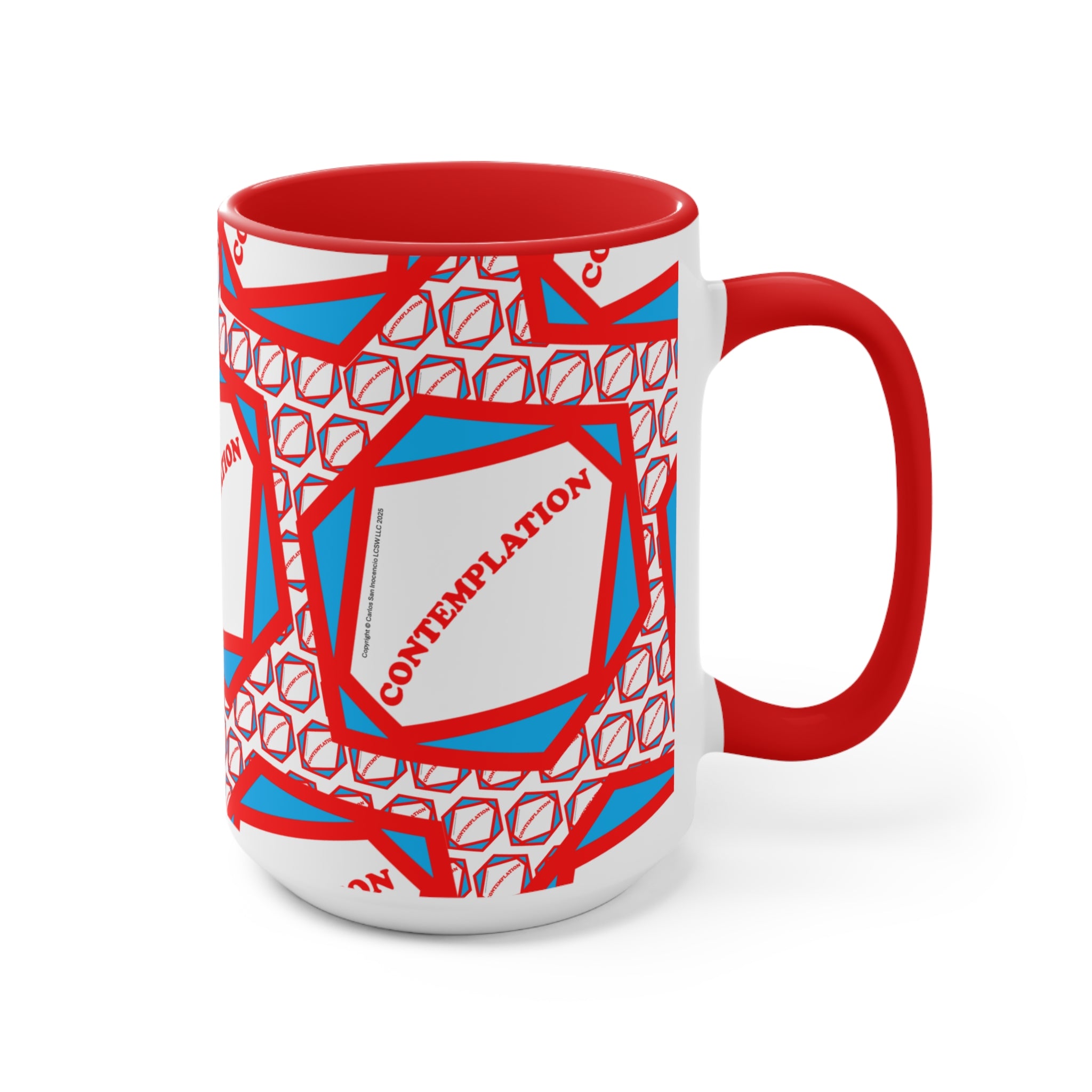 Accent Mug — Recovery Steps Diagram Ceramic Coffee Cup (Pink Accent)