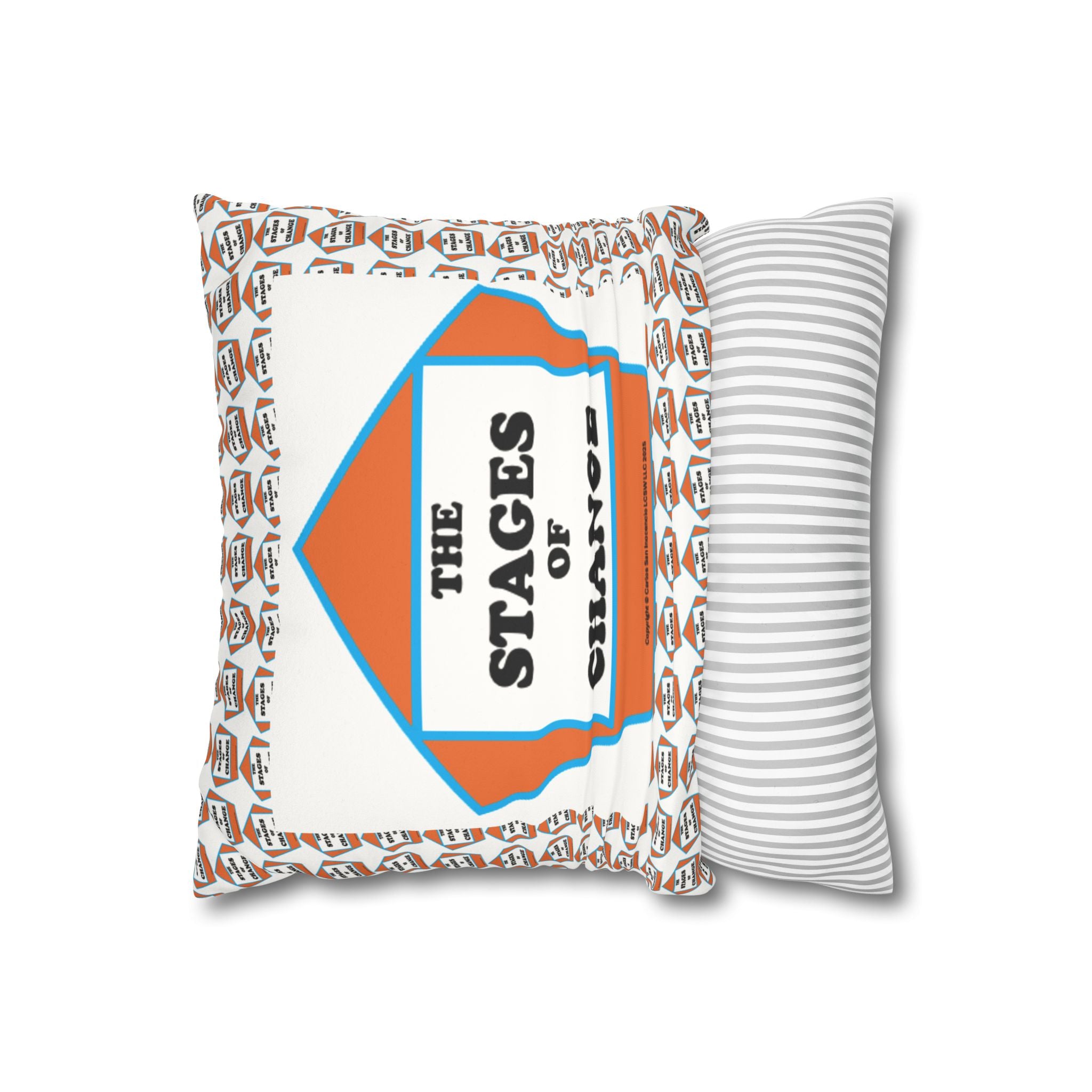 The Stages of Change Center Pillow - Faux Suede Recovery Support Décor for Therapy, Counseling & Cozy Living
