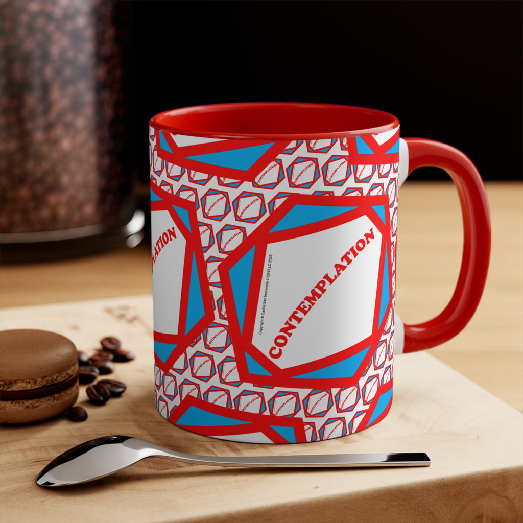 Accent Mug — Recovery Steps Diagram Ceramic Coffee Cup (Pink Accent)