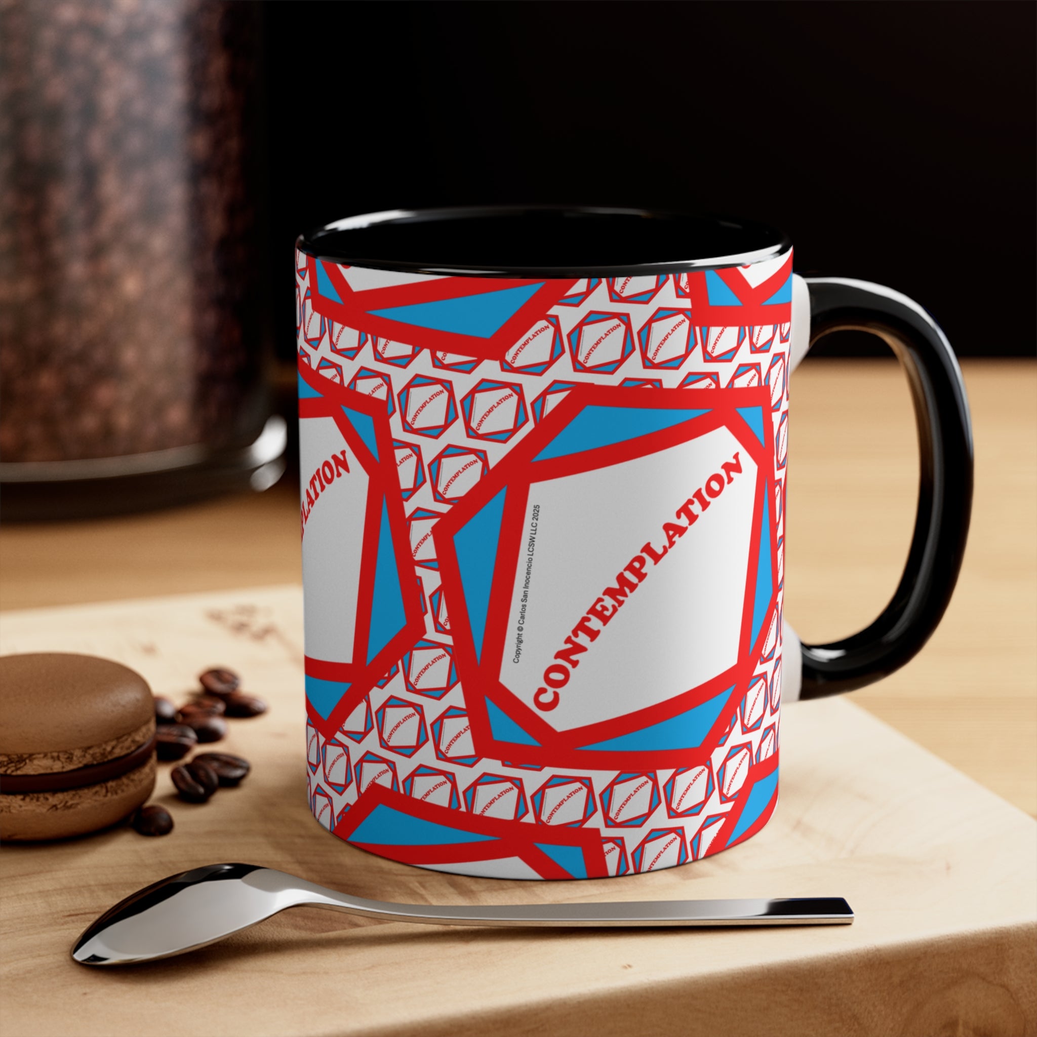 Accent Mug — Recovery Steps Diagram Ceramic Coffee Cup (Pink Accent)