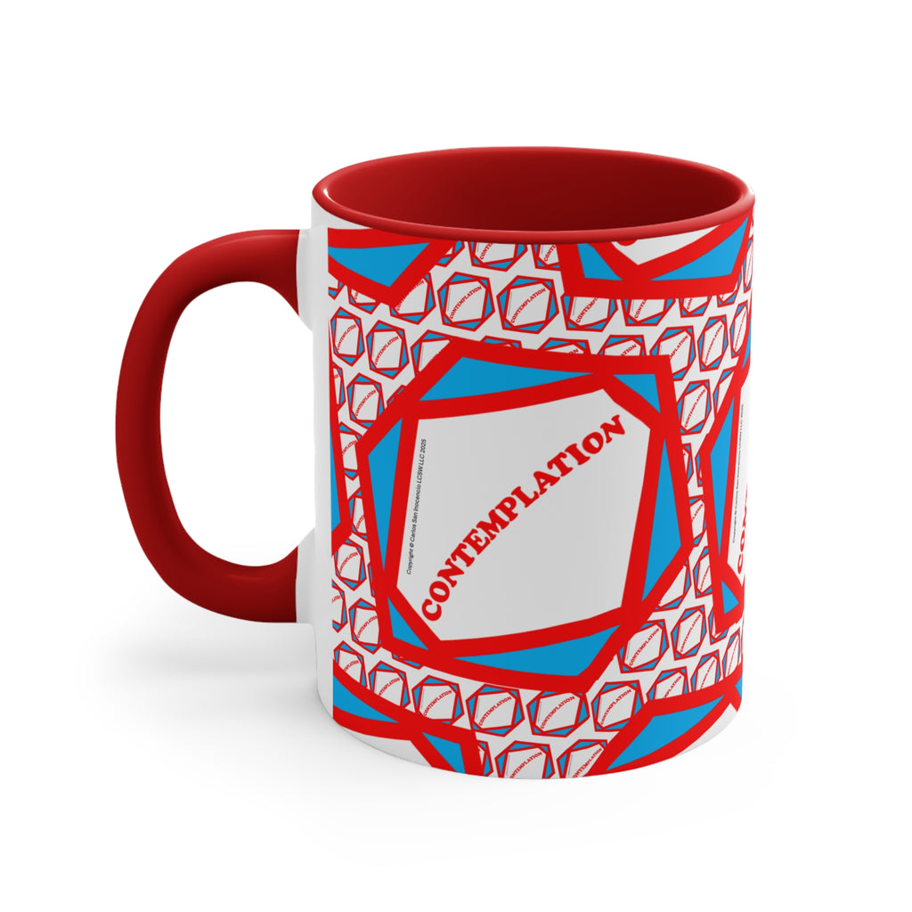 Accent Mug — Recovery Steps Diagram Ceramic Coffee Cup (Pink Accent)