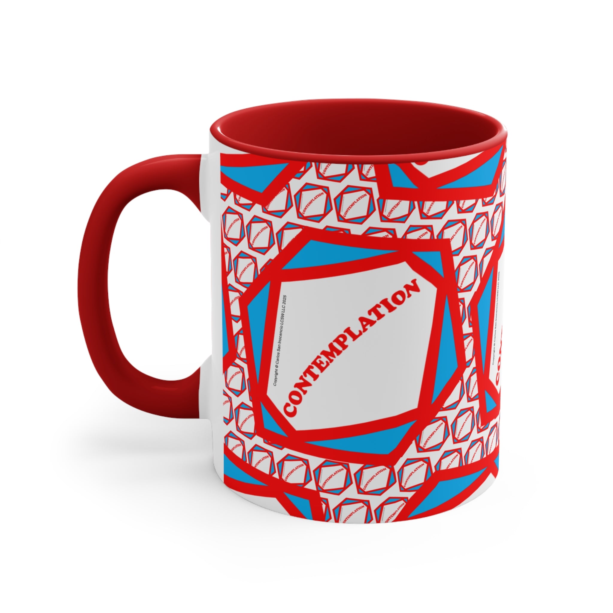 Accent Mug — Recovery Steps Diagram Ceramic Coffee Cup (Pink Accent)