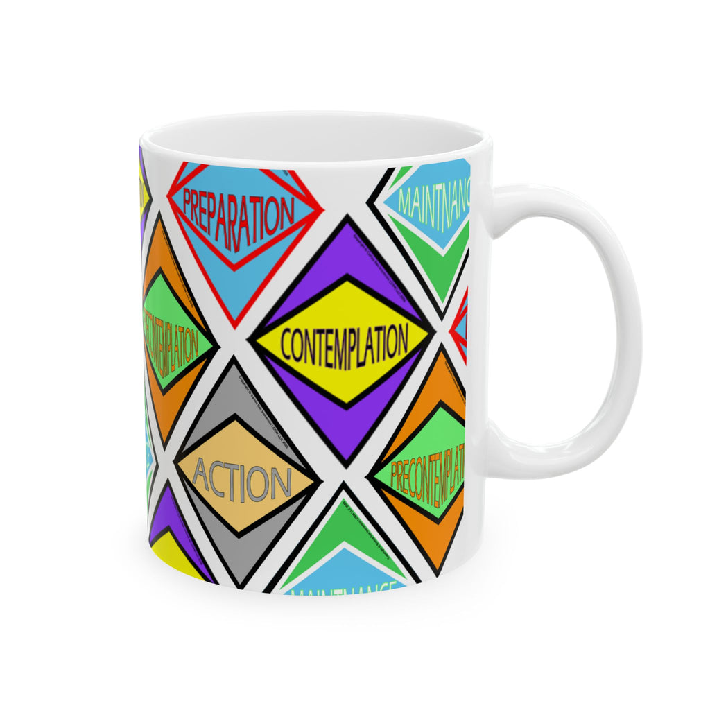 Peace Love Unity Ceramic Mug — Colorful Hippie Coffee Cup (11oz, 15oz)