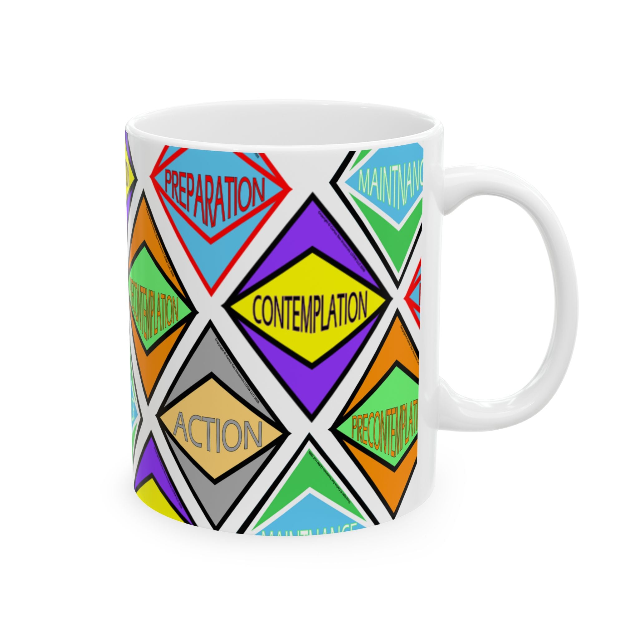 Peace Love Unity Ceramic Mug — Colorful Hippie Coffee Cup (11oz, 15oz)