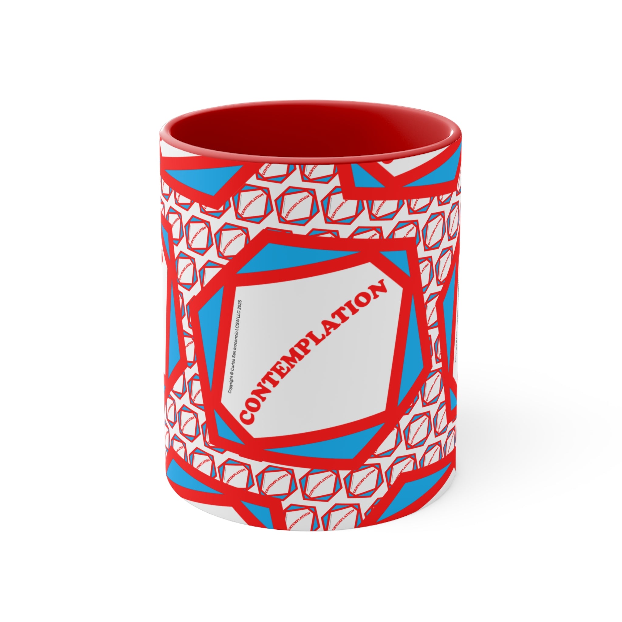 Accent Mug — Recovery Steps Diagram Ceramic Coffee Cup (Pink Accent)