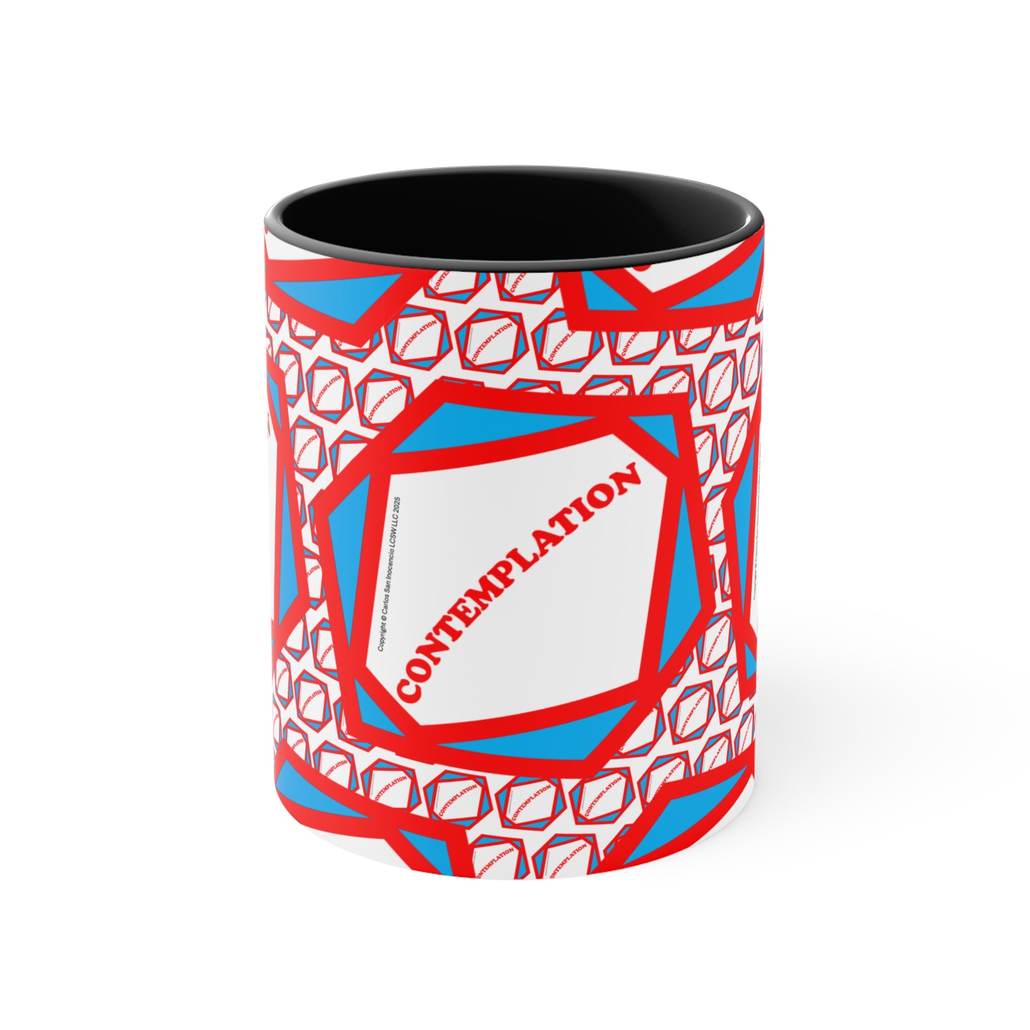 Accent Mug — Recovery Steps Diagram Ceramic Coffee Cup (Pink Accent)