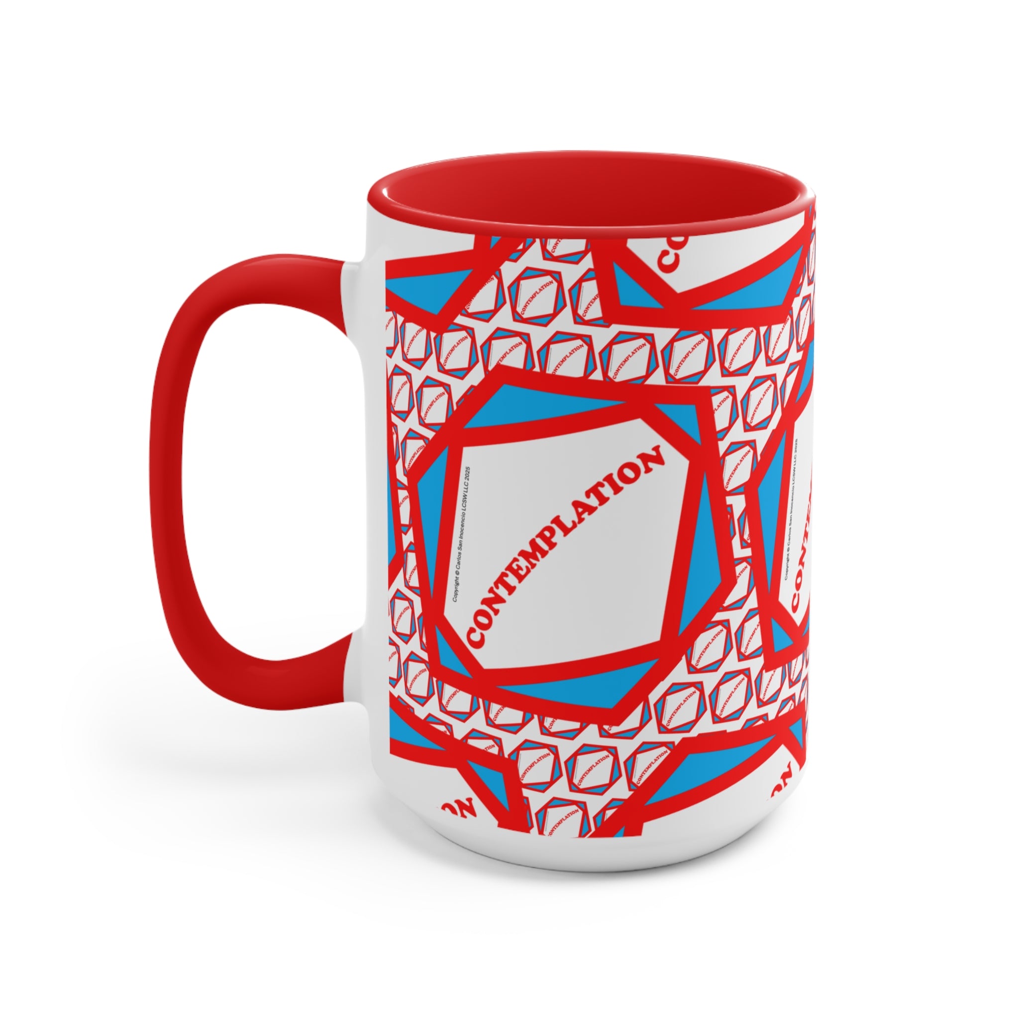 Accent Mug — Recovery Steps Diagram Ceramic Coffee Cup (Pink Accent)