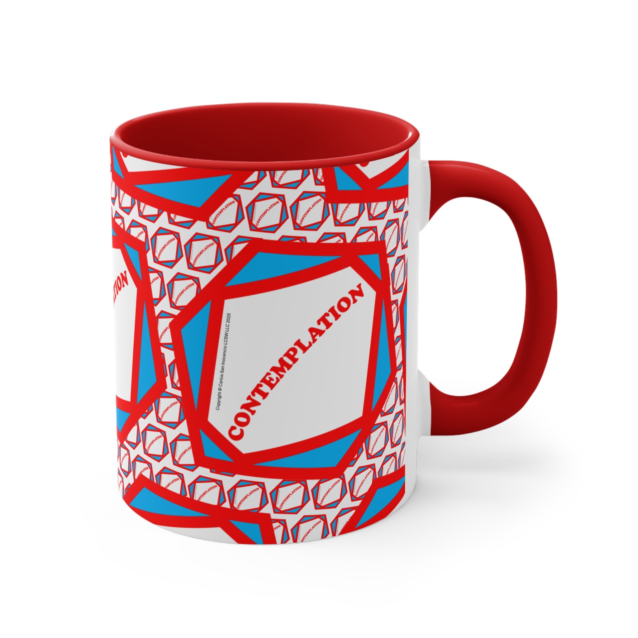 Accent Mug — Recovery Steps Diagram Ceramic Coffee Cup (Pink Accent)