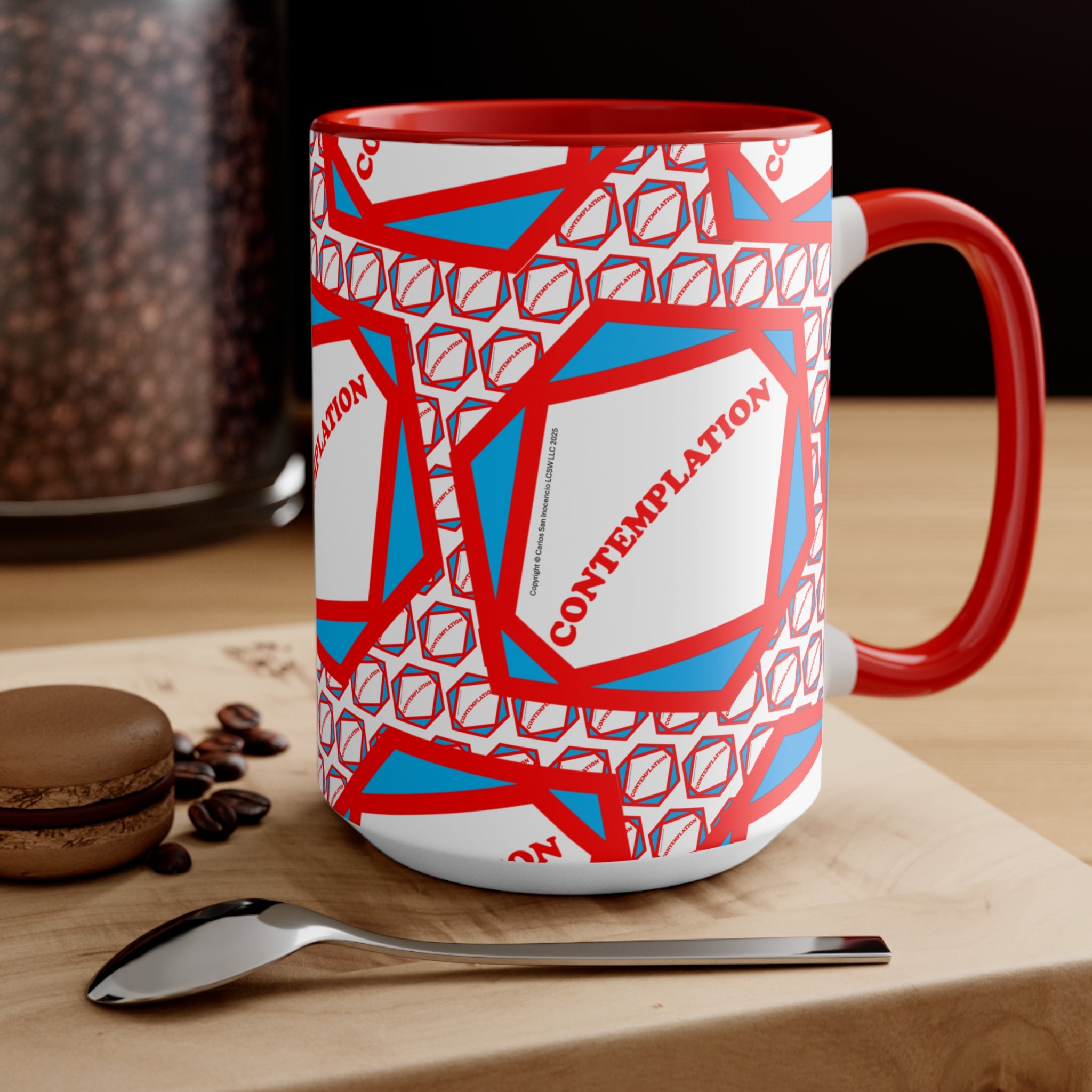 Accent Mug — Recovery Steps Diagram Ceramic Coffee Cup (Pink Accent)