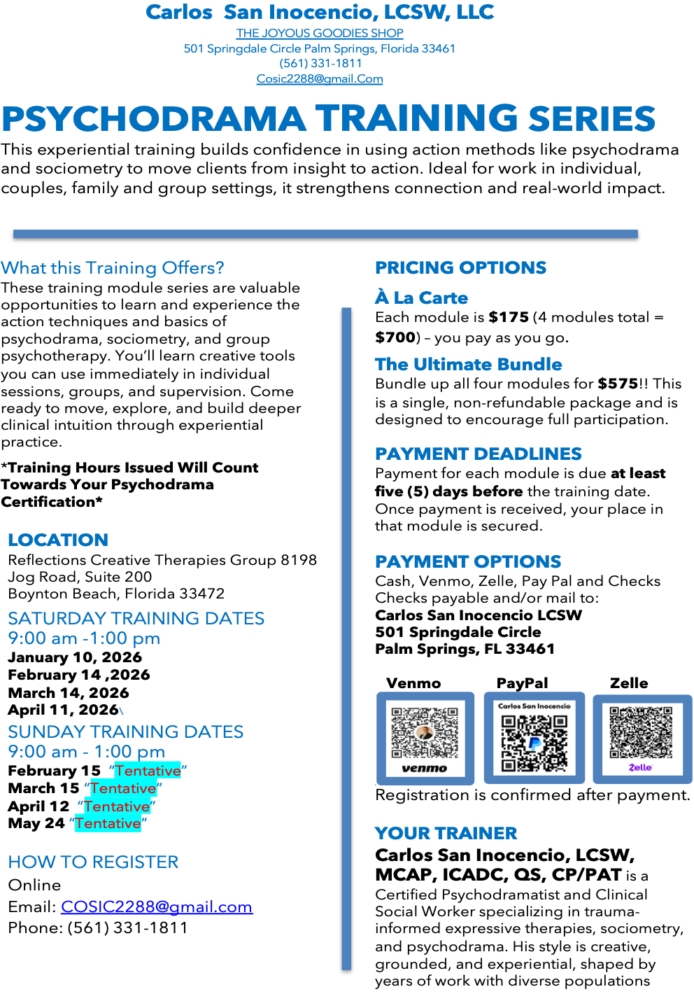 Psychodrama Training Series 2026
