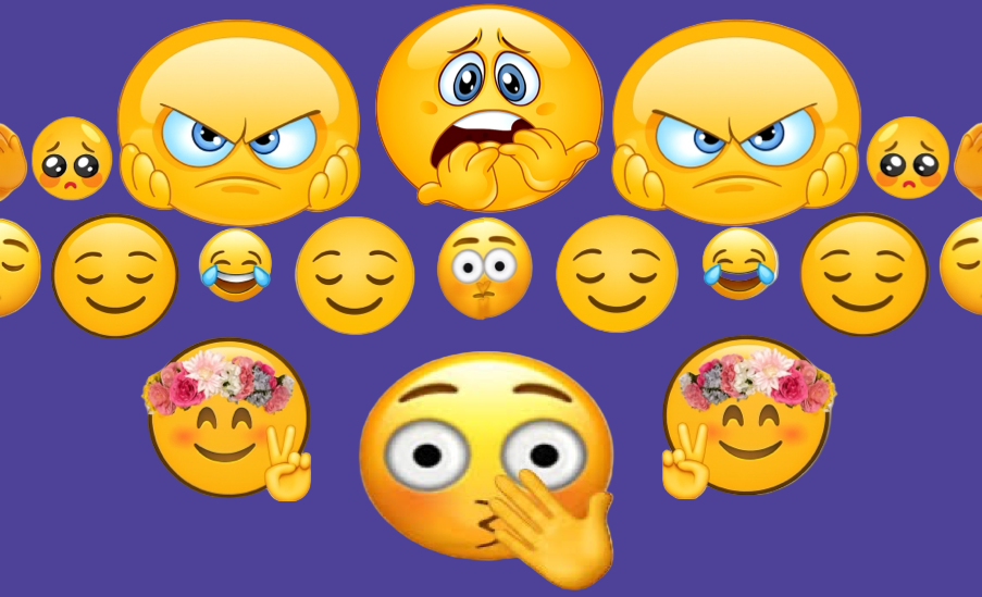 Collection of various emoji expressions on a transparent background